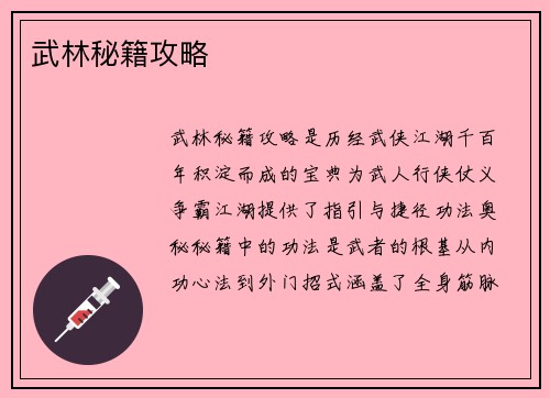 武林秘籍攻略